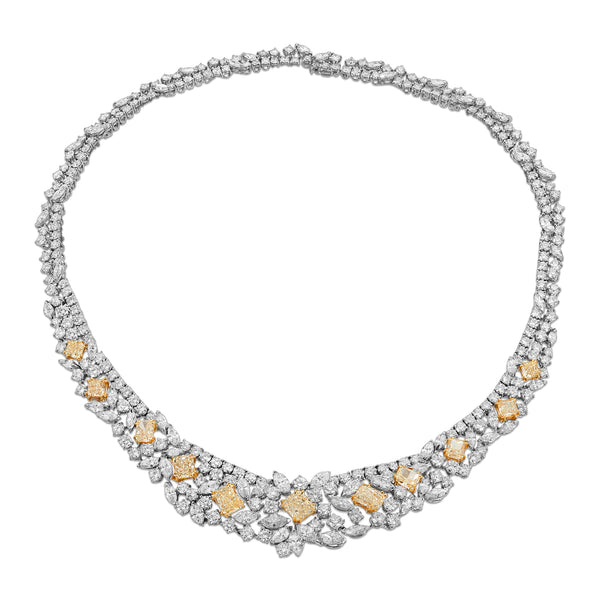 Queen White and Yellow Diamond Necklace