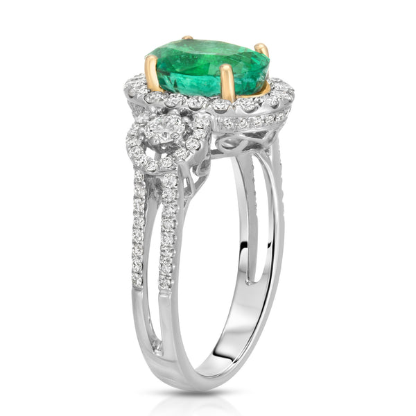 Three Stone Oval Emerald Ring