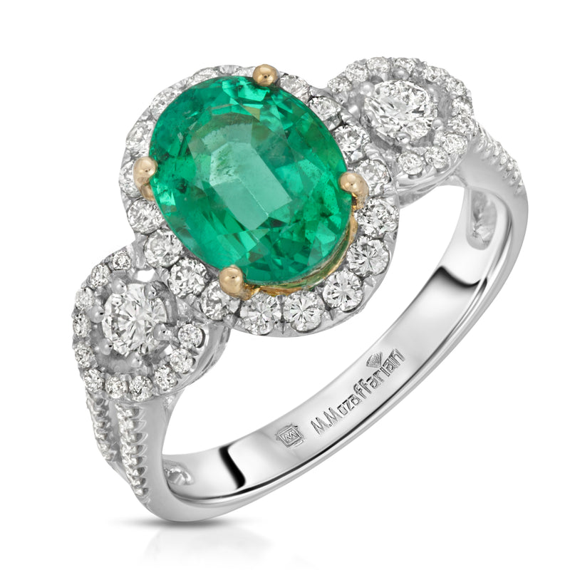 Three Stone Oval Emerald Ring