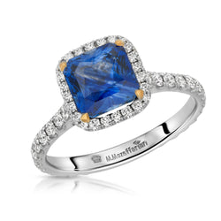 Cushion with Halo Sapphire Ring