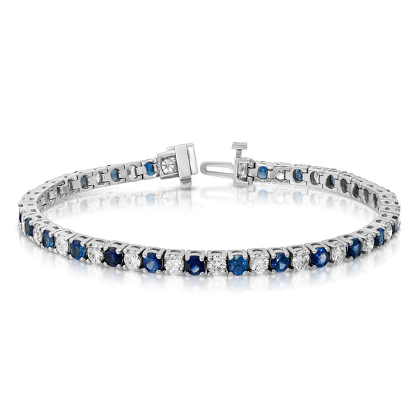 Alternating Blue Sapphire Tennis Bracelet
