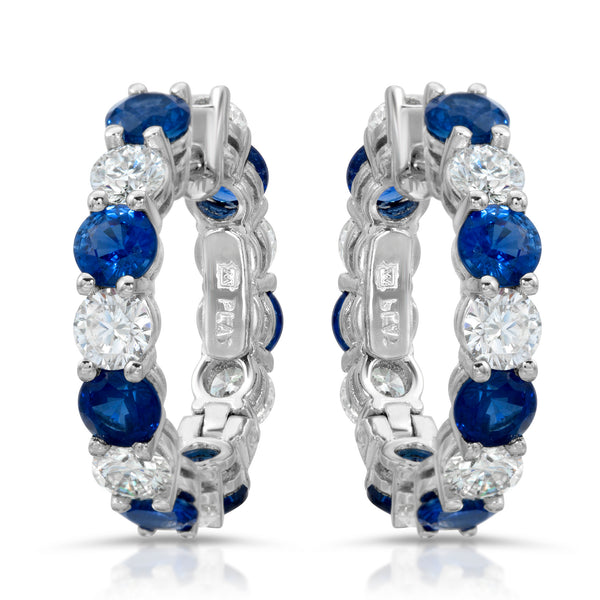 Alternating Sapphire Hoops