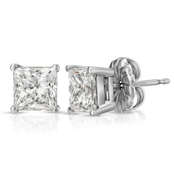 Princess Cut Stud Earrings