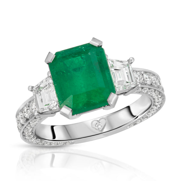 Three Stone Emerald Ring