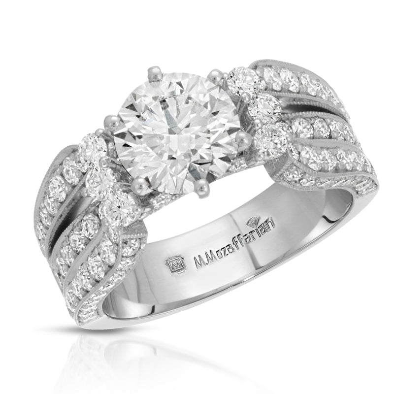 Vintage Diamond Bridge Engagement Ring by MDC Diamonds | White