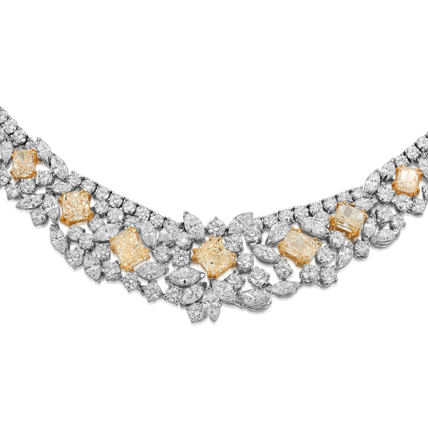 Queen White and Yellow Diamond Necklace