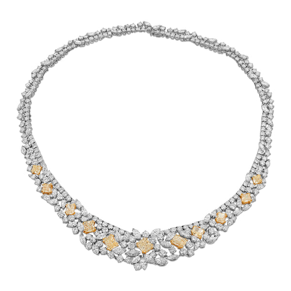 Queen White and Yellow Diamond Necklace