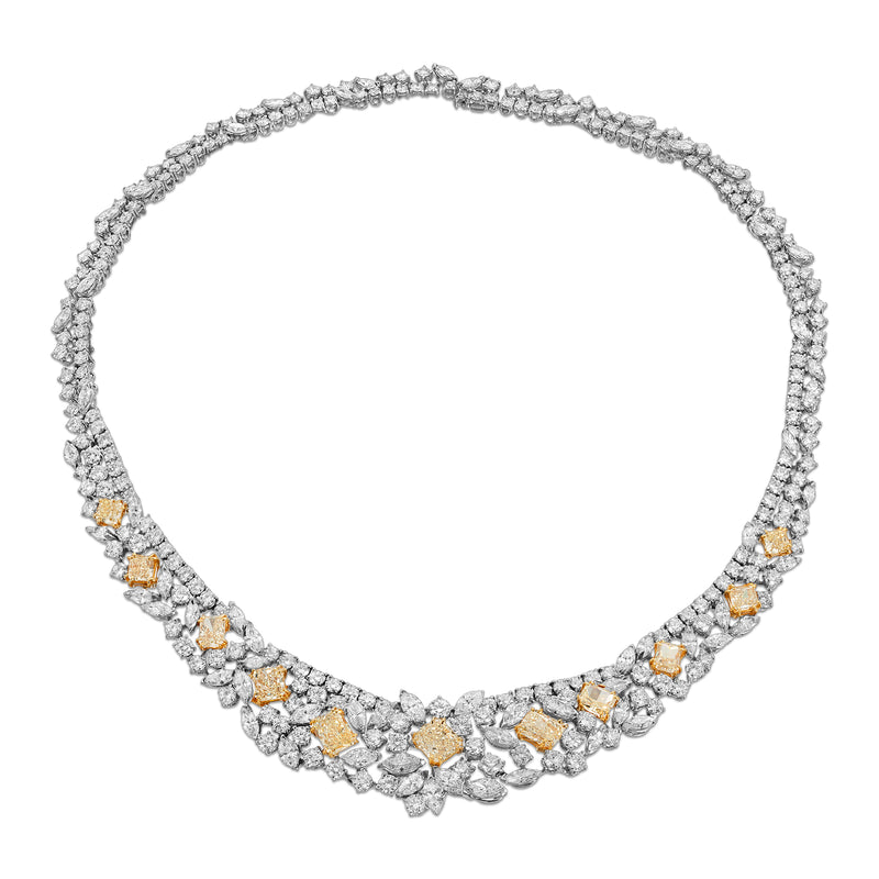 Queen White and Yellow Diamond Necklace