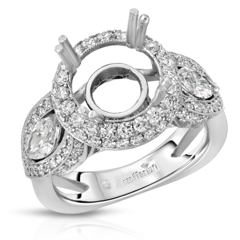 Round Center 3 Stone Setting